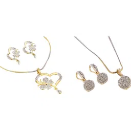 Mekkna Set Of 2 Artificial Stones Studded Antique Necklace And Earrings-picture-17