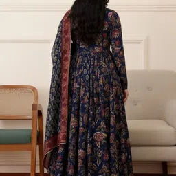 KALINI Women Floral Printed Tiered Kurta with Trousers & With Dupatta image 4