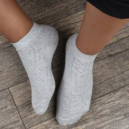 FOOTPRINTS Women Pack Of 3 Self-Design Cotton Ankle-Length Socks image 2