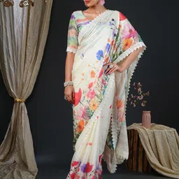 Anouk Floral Embroidered Printed Saree-picture-17