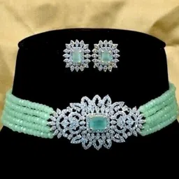 UNNATI JEWEL Green Brass Jewellery Set-picture-13
