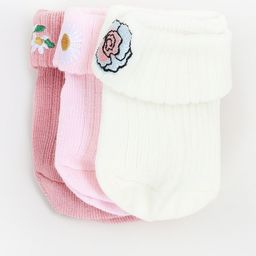 max Infant Girls Pack of 3 Embroidered Ankle Length Socks-picture-21