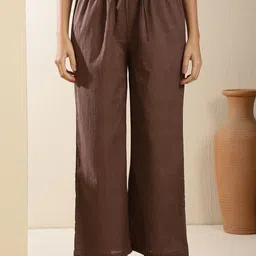 Sangria Cotton Calf Length Solid 3/4 Sleeves Key Hole Neck Anarkali Kurta Suit Set image 5