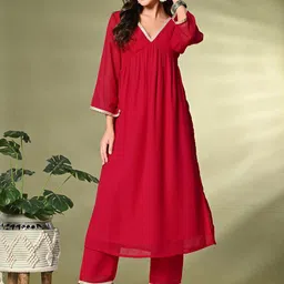 Sangria A-Line Kurta With Palazzo image 1