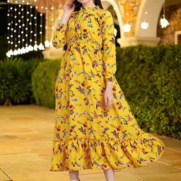 CORSICA Floral Print Ruffled Crepe Fit & Flare Midi Dress-image-62