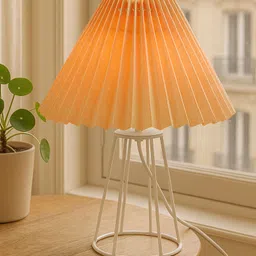 Modern Korean Pleated Table Lamp, Wire Frame Base for Bedroom & Living Table Lamp-image-4