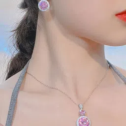 Designs & You Silver Plated Cubic Zirconia Studded Jewellery Set image 3