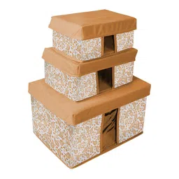 prettykrafts Brown & White 3 Pieces Printed Multi-Utility Organisers image 2