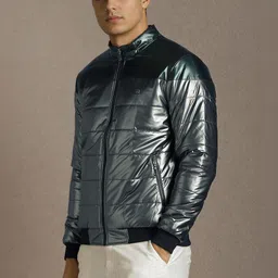 Louis Philippe Sport Mandarin Collar Camouflage Open Front Jacket image 5