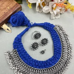 NAMAN ARTS Ghungroo Silver-Plated Oxidised Choker Jewellery Set-picture-12