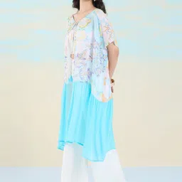 navyasa by liva Floral Printed Tie-Up Chiffon Longline Shrug image 2