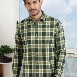 NEON CHILLIE Men Slim Fit Buffalo Checked Spread Collar Cotton Casual Shirt-picture-55