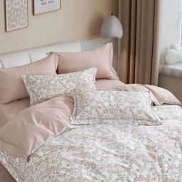 Trance Home Linen White Printed Pure Cotton 300 TC Fitted Queen Bedsheet 1.98m x 1.52m-picture-43