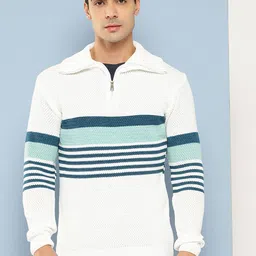 Aarika Self Striped Waffle Knit Mock Neck Woollen Pullover-picture-29