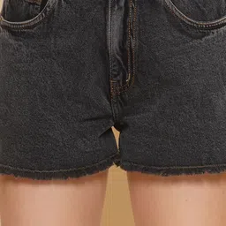 puella Solid Women Grey Denim Shorts image 5