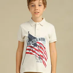 U.S. Polo Assn. Kids Boys Brand Logo Printed Polo Collar Pure Cotton Applique T-shirt-picture-38