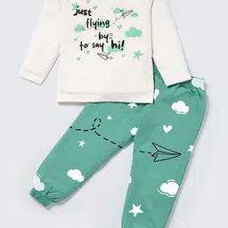 Nite Flite Kids Typography Printed Round Neck Pure Cotton T-shirt & Joggers-image-86