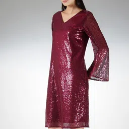 FableStreet Embellished Bell Sleeve Net Dress image 3