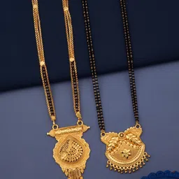 Bhanu diam Gold-Plated & Black Brass Mangalsutra-picture-18