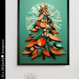 SOWPEACE Green & Orange 1 Piece Canvas Abstract Wall Paintings-picture-30