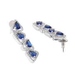 Yellow Chimes Women Rhodium Plated American Diamond Studded Jewellery Set image 3