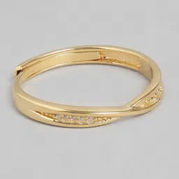 Zavya Gold-Plated 92.5 Sterling Silver Cubic Zirconia Studded Finger Ring image 2