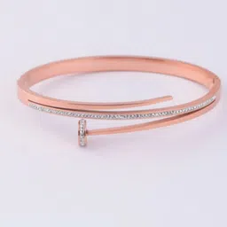 V FASHION JEWELLERY Women Cubic Zirconia Rose Gold-Plated Bangle-Style Bracelet image 1