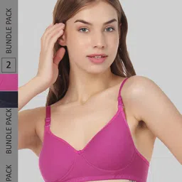 FUNAHME Pack Of 2 Full Coverage Lightly Padded Seamless Cotton T-shirt Bra All Day Comfort-picture-38