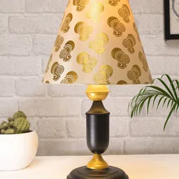 Homesake Black & Gold-Tone Printed Metal Table Lamps With Shade-picture-27