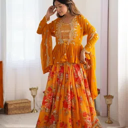 Panzora Embroidered Sequinned Semi-Stitched Lehenga With Unstitched Blouse & Dupatta-picture-22