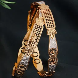 Adwitiya Collection Set Of 2 24CT Gold-Plated Intricate Design Bangles image 1