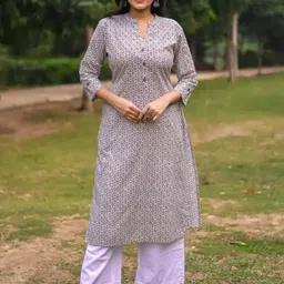 Vivika Floral Printed Mandarin Collar Pure Cotton Straight Kurta-image-14