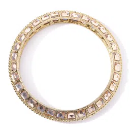 Priyaasi Set of 2 Peach-Coloured Antique Gold-Plated Stone-Studded Handcrafted Bangles image 3