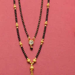 Ramdev Art Fashion Jwellery Set Of 4 Gold-Plated Stone-Studded & Beaded Mangalsutras image 5