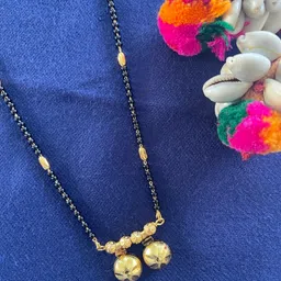 Digital Dress Room Gold-Plated Black Stone-Studded Beaded Mangalsutra-picture-11