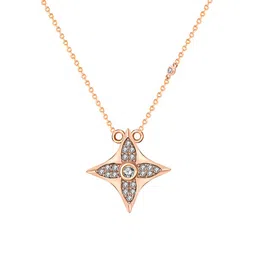 Yellow Chimes 92.5 Sterling Silver Rose Gold-Plated White CZ-Studded Star-Shaped Pendant With Chain image 2