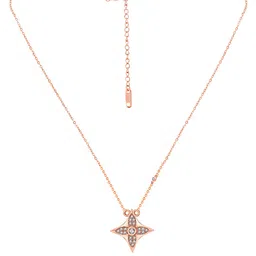 Yellow Chimes 92.5 Sterling Silver Rose Gold-Plated White CZ-Studded Star-Shaped Pendant With Chain image 3