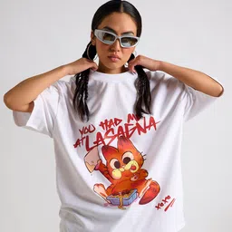 THE CLOTHING FACTORY Garfield Printed Drop-Shoulder Sleeves Cotton Oversized T-shirt-picture-24