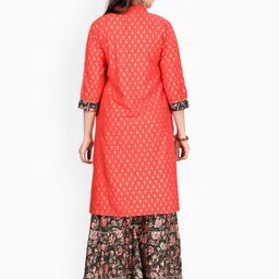 BAESD Girls Ethnic Motifs Printed Regular Pure Cotton Kurta with Sharara image 4