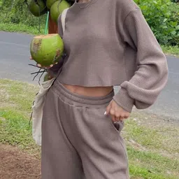 Mast & Harbour Round Neck Sweatshirt With Trousers Co-Ords image 5