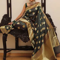 SANISA Woven Design Zari Silk Blend Handloom Saree image 4