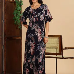9shines Label Women Floral Printed Maxi Nightdress-image-6