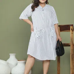 theRebelinme Plus Size Striped A-Line Dress image 3