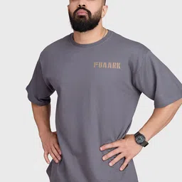 FUAARK Men Typography Printed Round Neck Cotton Oversized T-shirt image 3