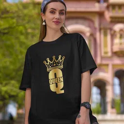 Letshandcraft Women Printed Drop-Shoulder Sleeves T-shirt-image-7