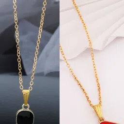SZN Set Of 2 Gold-Plated Square Shaped Pendant With Chain-picture-32