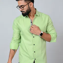 Tanip Men Spread Collar Solid Cotton Casual Shirt-image-22