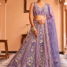 panchhi Embellished Sequinned Semi-Stitched Lehenga & Unstitched Blouse With Dupatta-picture-16