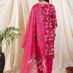 Katn India Women Printed Kurta with Trousers & With Dupatta image 2