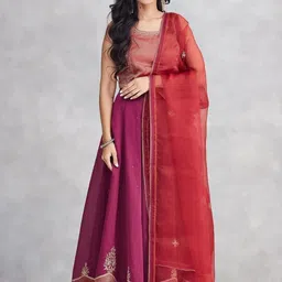 Fabindia Embroidered Thread Work Cotton Silk Ready to Wear Lehenga & Blouse With Dupatta-image-52